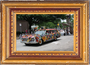 A fruit covered art car!