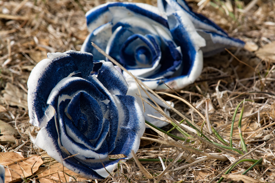 Blue wedding flowers photo