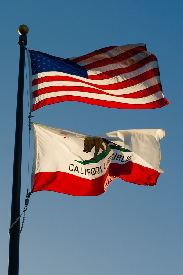 California and United States flags photo