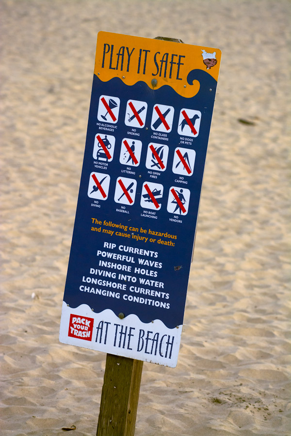 Safety sign on beach photo