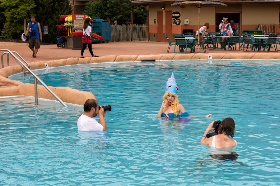 Cosplay photographers in pool photo