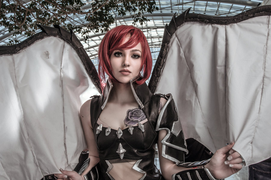 Winged cosplayer photo