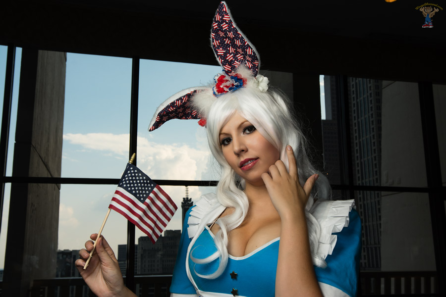 A picture of 4th of July Bunny cosplay at Dragon Con 2015!